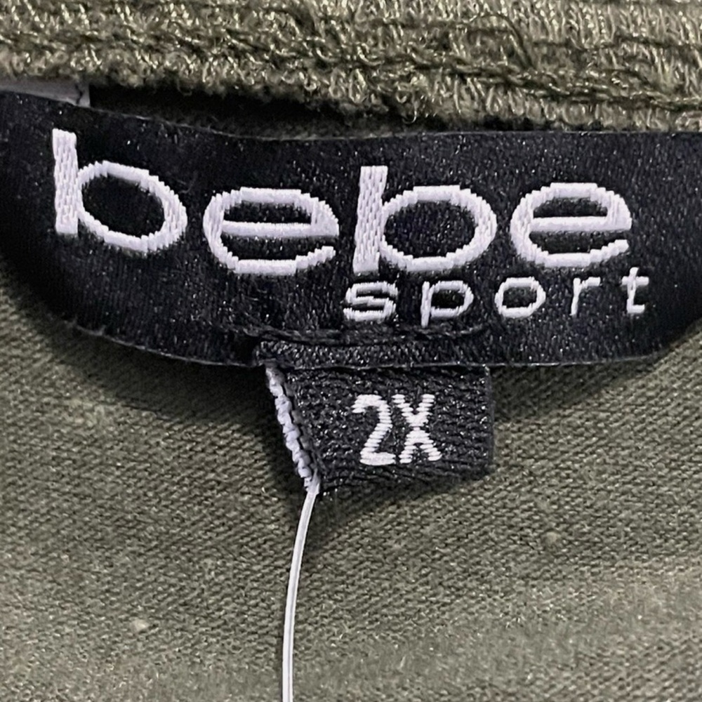 Bebe Olive Green Long Sleeve Too with Embroidered Logo. Never worn - Picture 5 of 5